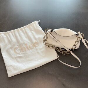 Chloe Cream Leather Shoulder Bag with Chain